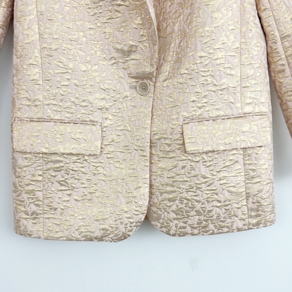 Zara Basic Metallic Rose Jacquard Blazer Jacket Size XS - Picture 9 of 14